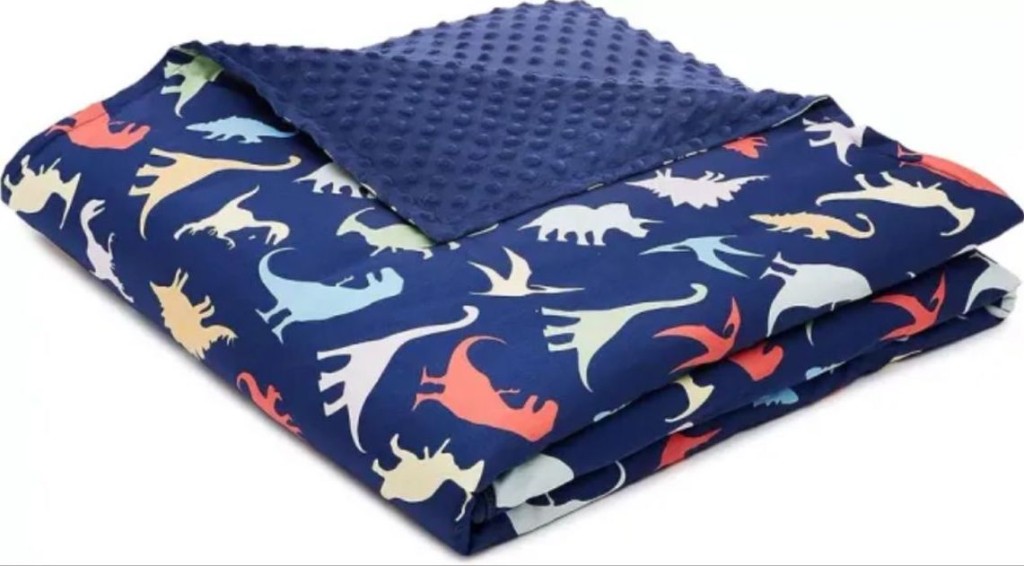Manta azul con funda de dinosaurios
